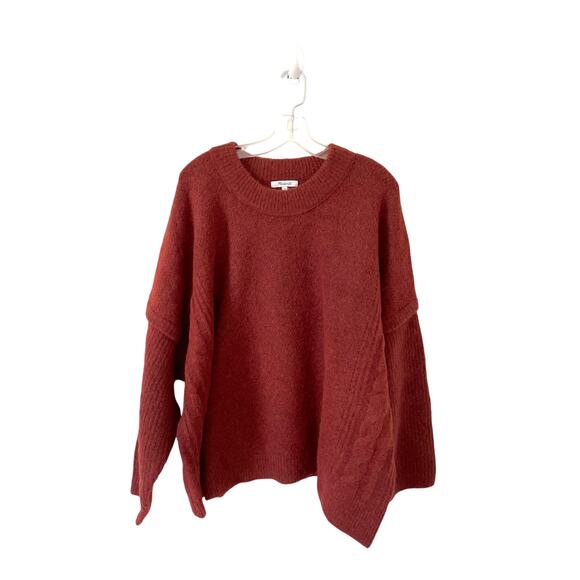 Madewell Cable Alpaca Wool Crew Pullover Sweater Rust Orange Size 3X Plus NEW - Picture 2 of 9